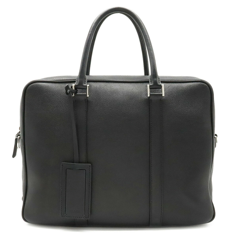 Prada VITELLO CITY Briefcase Business Bag Leather NERO Black